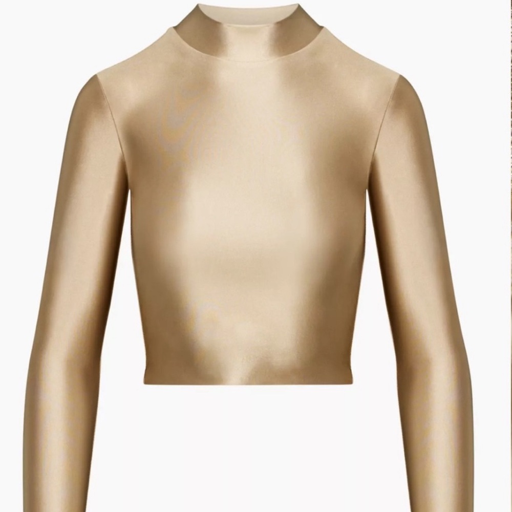 Aritzia Satinette Mockneck Longsleeve in Oxford tan